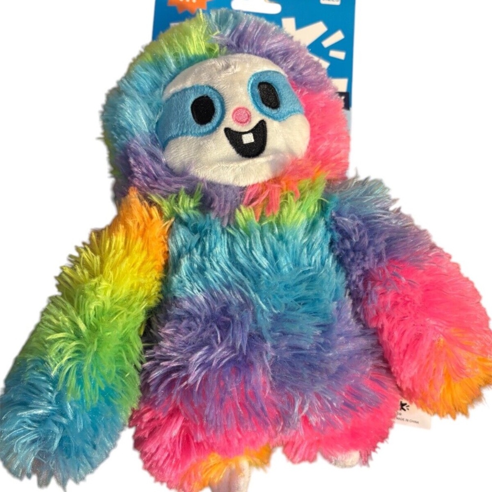 Bark Box Peace Fluff Hairy Good Vibes Gary Sloth Tie Dye Dog Toy Lg Hippy 9X7"